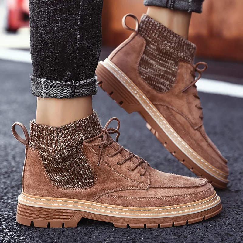 2019 Autumn New Men Boots High Quality Flannel Winter High-top Ankle Shoes Fashion Work | Обувь