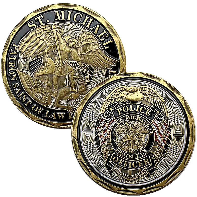 

Saint Michel Commemorative Coin Gold-plated Double-sided American Law Enforcement Patron Saint Medal Collecting crafts gold