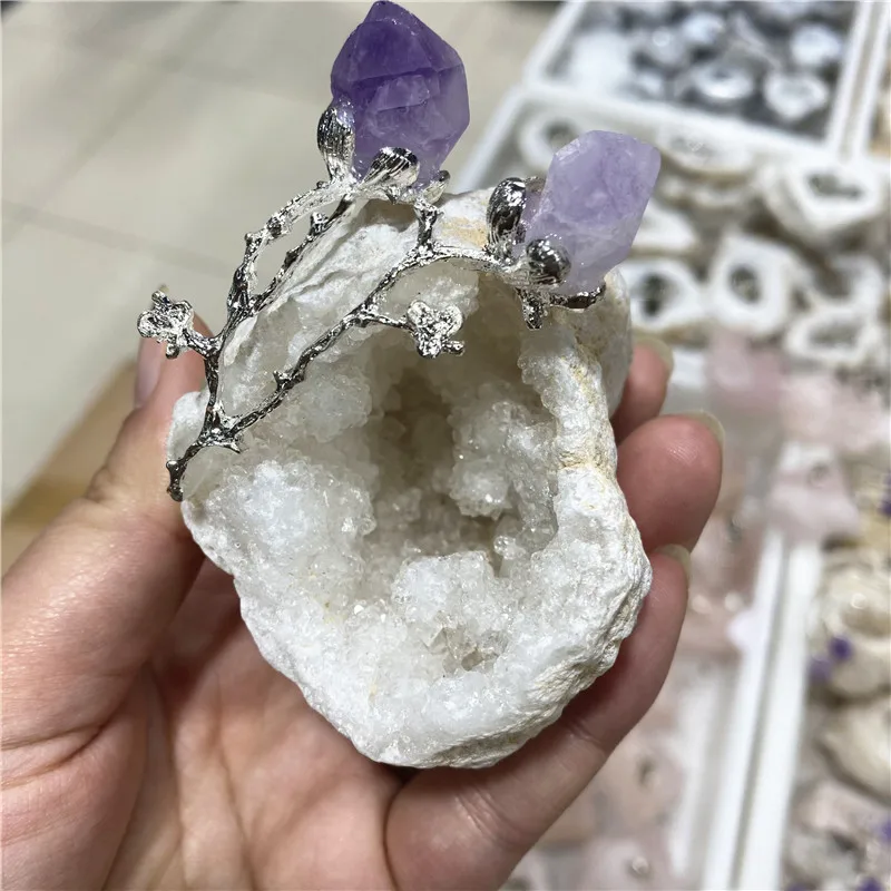 

1pcs Natural Amethyst Agate Geode Slice Quartz Crystal Cluster Minerals Reiki Healing Crystal Home Decoration Random Delivery