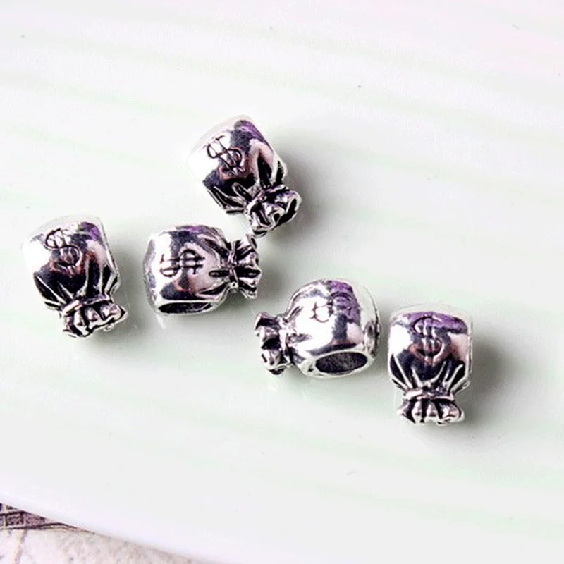 

10 PCS/LOT Beads Charms for Jewelry Making Necklace Bracelet Findings Handmade DIY Craft Antique Silver Color U.S. Dollar Money