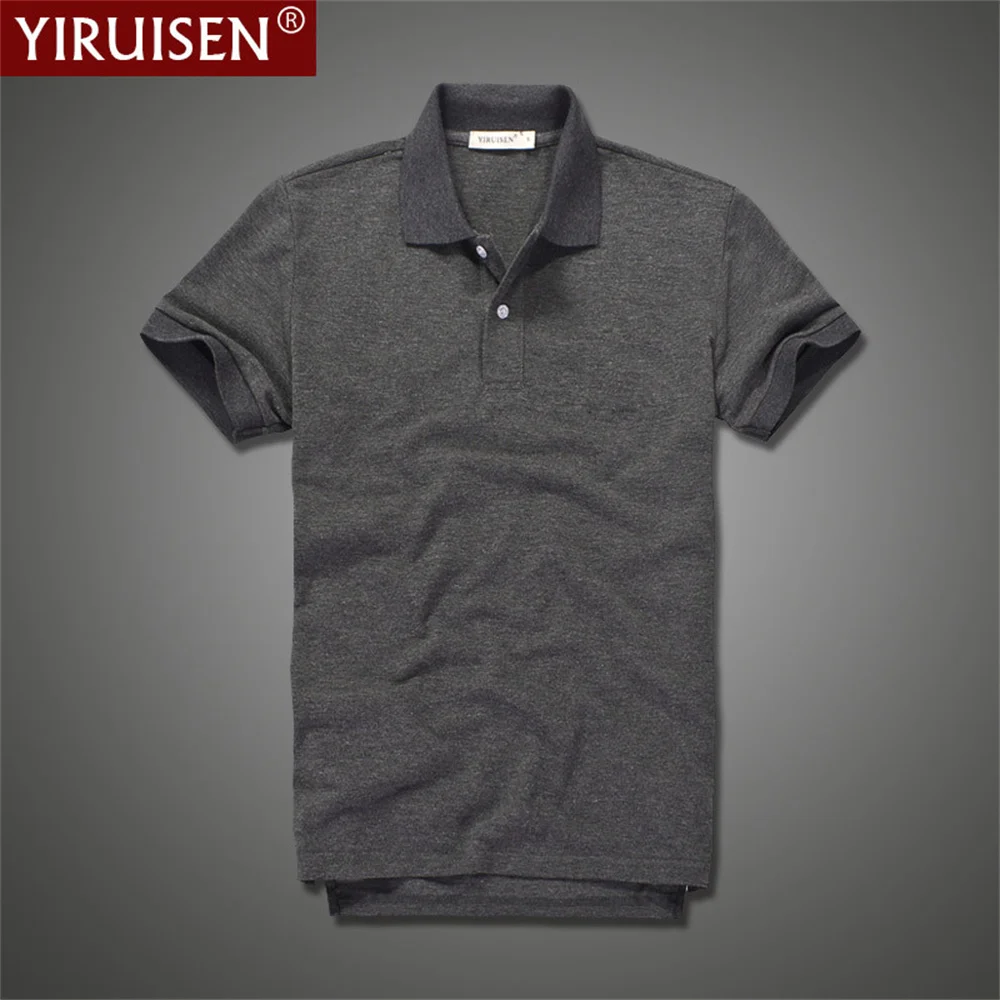 Рубашка-поло YiRuiSen мужская с коротким рукавом однотонная модная Винтажная