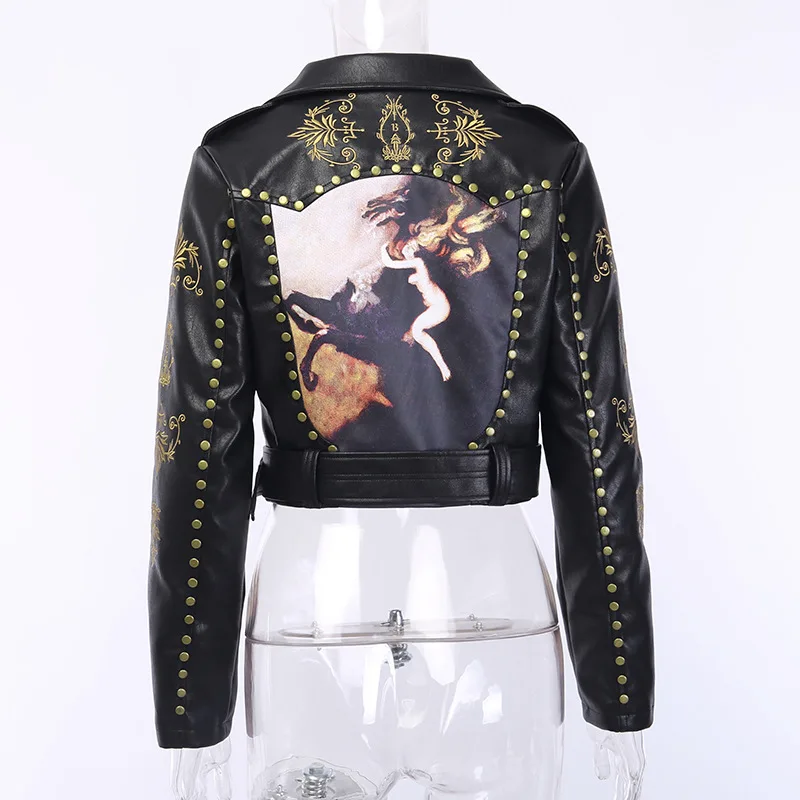 Куртки из искусственной кожи готическое пальто женские ковбойские