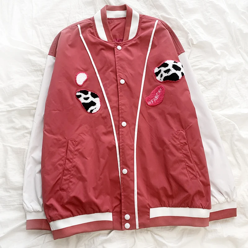 Бейсбольная куртка в стиле ретро осенняя свободная бейсбольная с коровьим