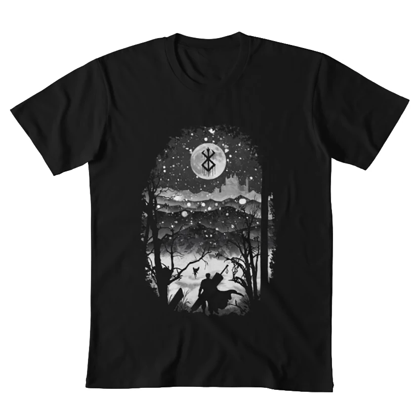 Футболка Berserk с изображением героев мультфильма Гриффит яйцо короля луна черная