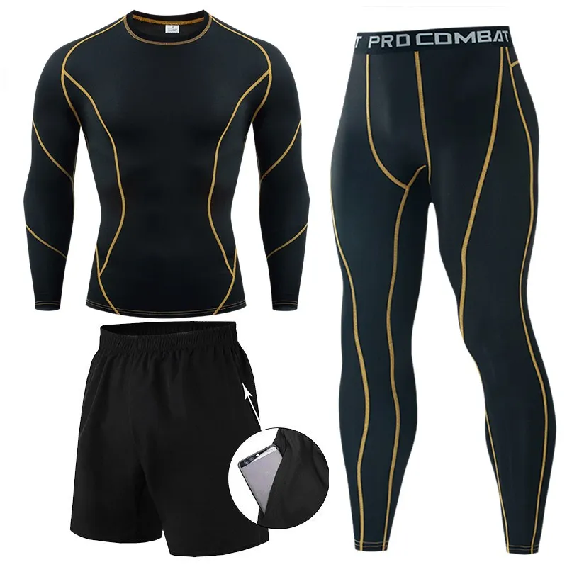 

Men Sportswear Compression MMA Suits Breathable Running Clothes Man Sports Joggers Training Gym Fitness Tracksuit Jogging Sets