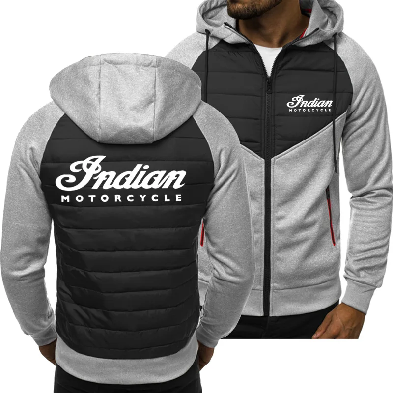 

2021 New Men Hoodies Spring Autumn Indian Motorcycle Jacket Casual Sweatshirt Long Sleeve Zipper Hoody