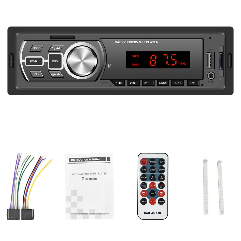 

Car Bluetooth MP3 Player Single Spindle Universal Remote Control Car Audio Multimedia Player USB 12V Discless MP3ISO Interface