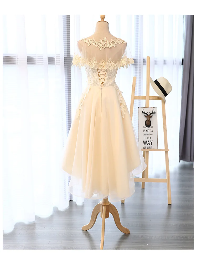 Женское кружевное платье подружки невесты из тюля короткое ТРАПЕЦИЕВИДНОЕ для