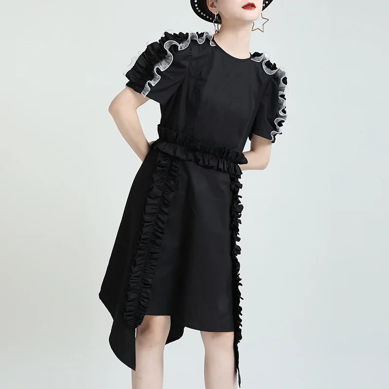 

Super High Quality Black Fashion 2021 Summer Irregular Women Dress