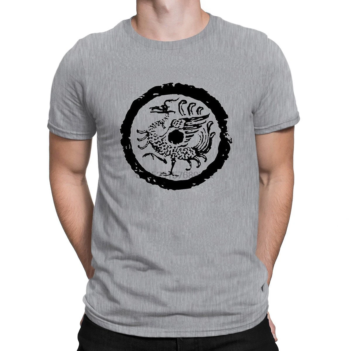 Китайский дракон Лун футболка Базовая свободная брендовая тонкая мужская