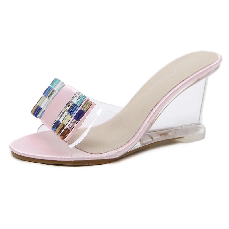 Новинка 2020 стразы шлепанцы с кристаллами женские летние сандалии на очень