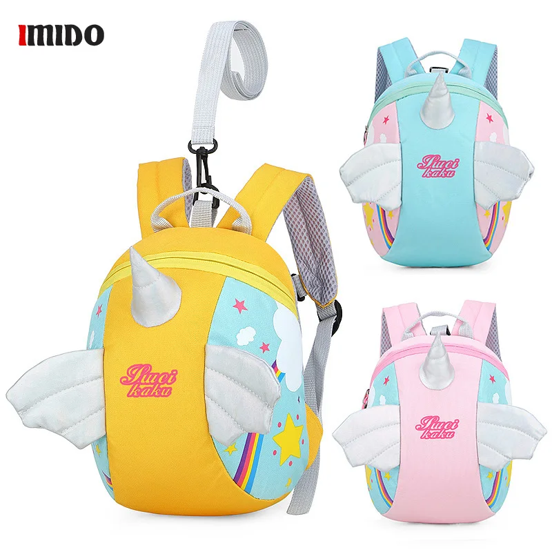 Модный детский рюкзак с ремнем безопасности мини единорогом школьная сумка для
