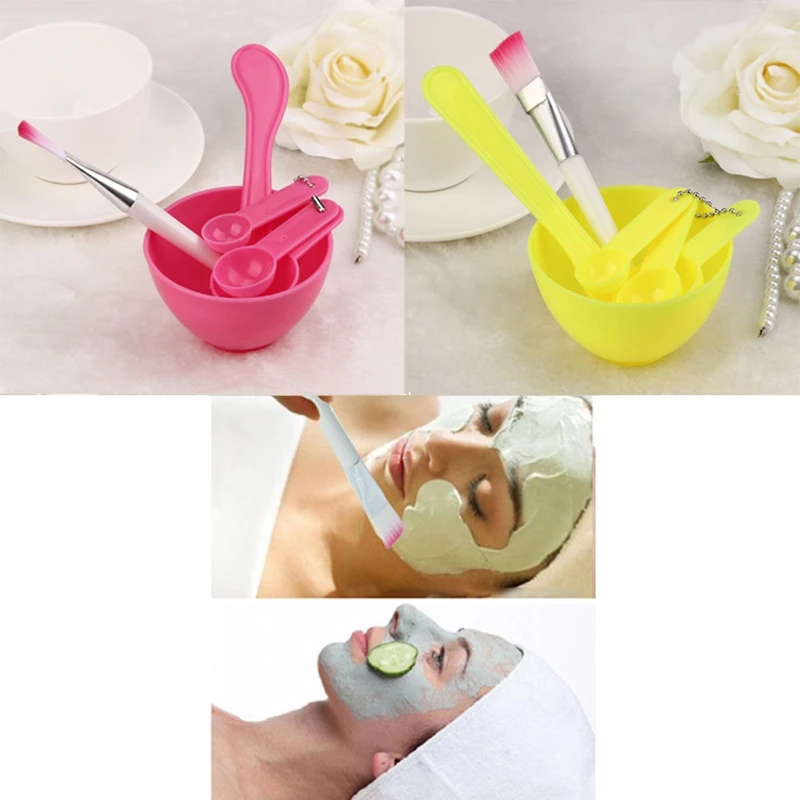 4 в 1 Diy маска для лица щетка и чашка смешивания ложка палочка набор ухода за лицом