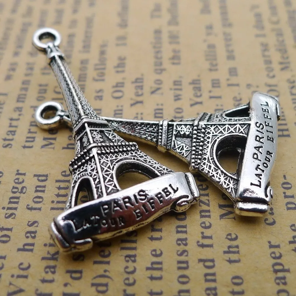 

80pcs Paris Tower Charms 18mm x 33mm DIY Jewelry Making Pendant antique silver color