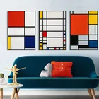 Mondrian цветной блок художественный плакат интерьер абстрактный холст печать живопись на стене картины для гостиной отель крыльца