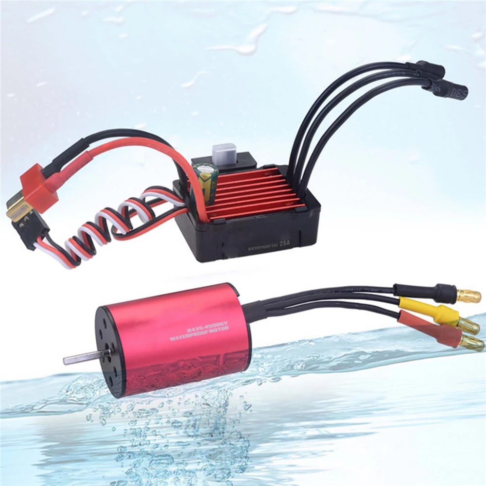 

Waterproof 2435 4800KV Brushless Motor 25A ESC Set for 1/16 1/18 RC Car Upgrade Parts