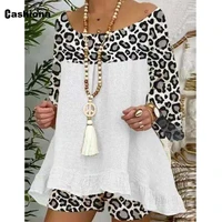 2021 new patchwork skirt sets womens batwing sleeve blouse and leopard print shorts casual two piece outfits women tracksuit