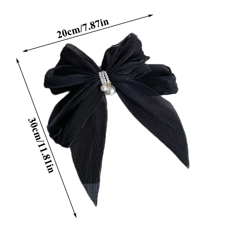 

Pearl Big Bow Hair Clip Fashion Hair Accessories Women's Fabric Folds Flower Spring Clip Back Top Hairpin Cute Headwear