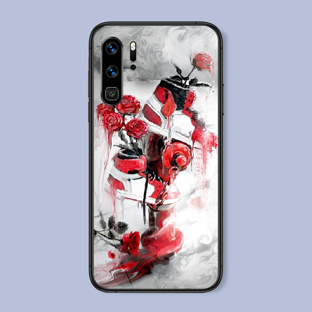 

Brand Fashion Sneakers Phone Case For Huawei P Mate Smart 10 20 30 40 Lite Z 2019 Pro black Funda 3D Etui Fashion Cell Soft