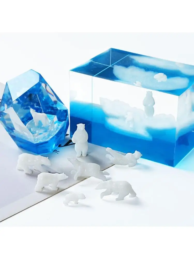 

7 Shapes Silicone Mini Polar Bear Modeling Resin Mold Landspace Fillings Resin Jewelry Fillings Resin Casting Art Crafts