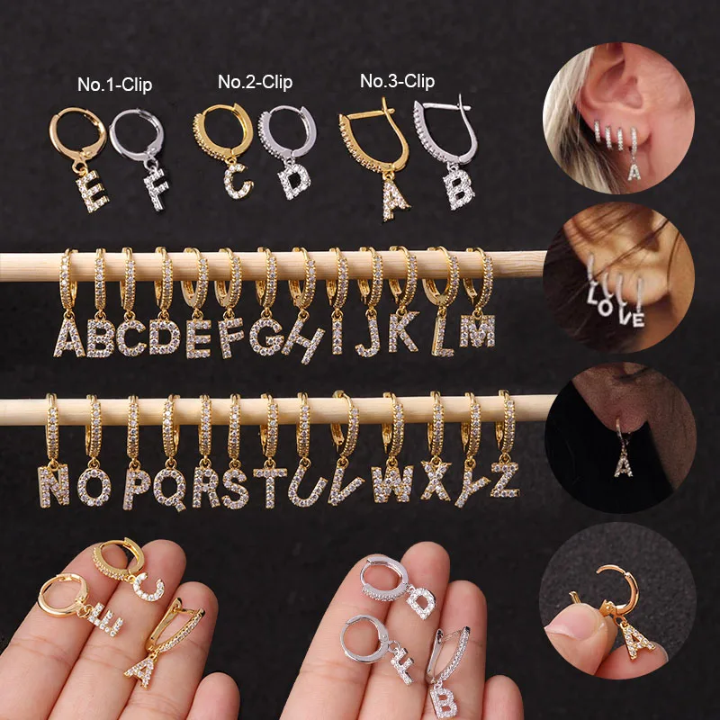 Серьги кольца Sellsets с фианитами классические сережки гвоздики 26 буквами