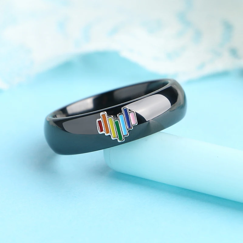 Новое цветное керамическое кольцо в форме сердца из стерлингового серебра 925 пробы с 6 мм шириной керамическое кольцо классический черный белый цвет для женщин модные ювелирные изделия