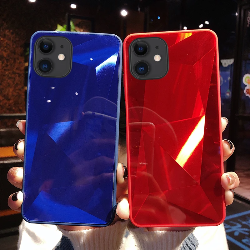 Зеркальный 3D-чехол со стразами для iphone 11 Pro Max блестящая задняя панель карамельных
