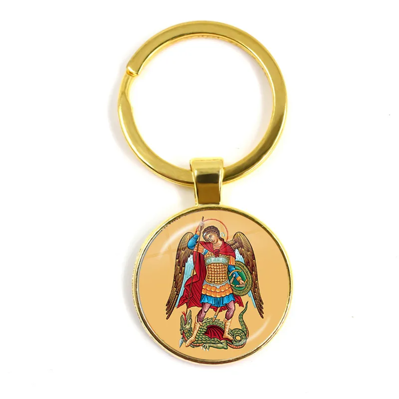 1 шт. 25 мм стеклянный кабошон брелоки Archangel St.Michael Protect Me Saint Shield защитный