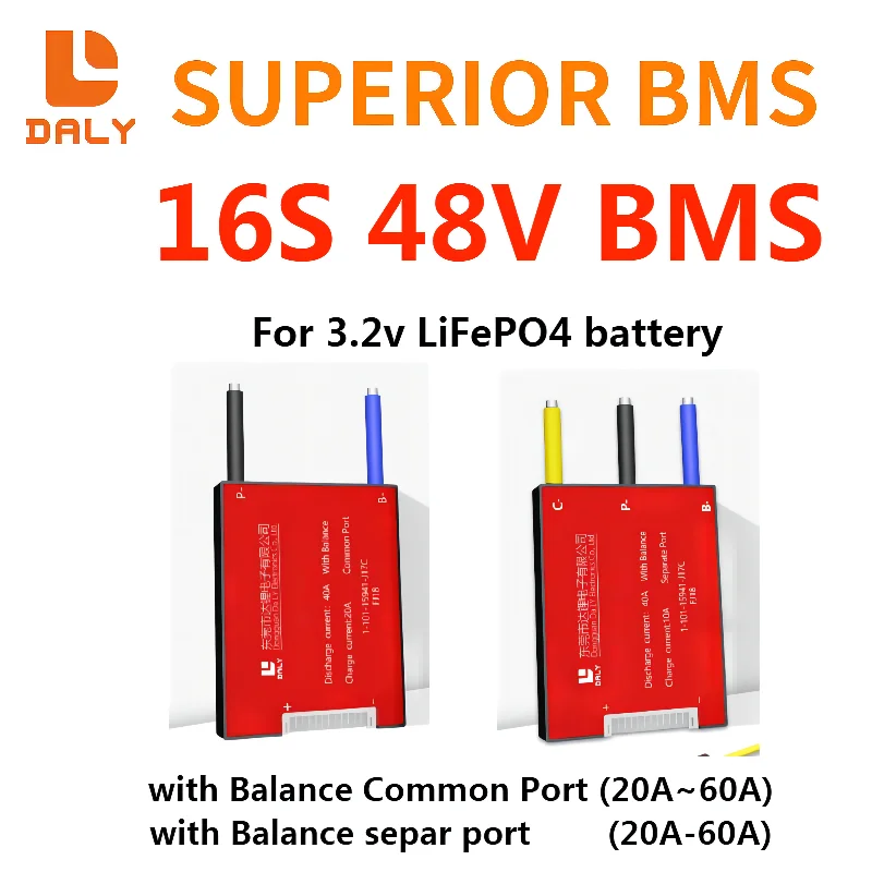 

Daly Bms 16S 48V 3.2V LifePo4 Bms 48V 20A 30A 40A 50A 60A18650 BMS with Balanced Lithiumion Lithium Battery Module