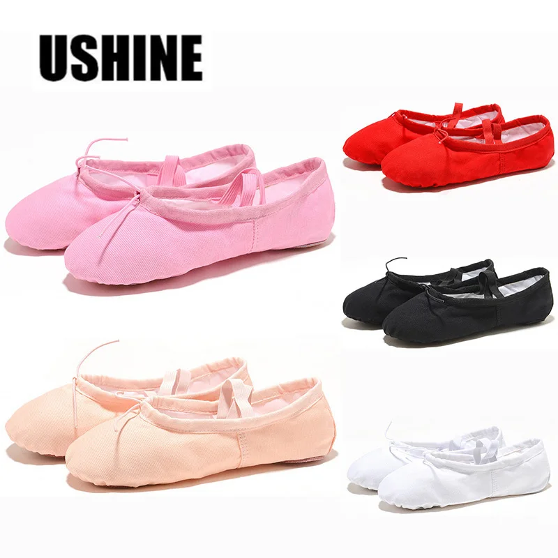 

USHINE Yoga Slippers Gym Teacher Yoga Ballet Dance Shoes For Girls Women Ballet Shoes Canvas Kids Children