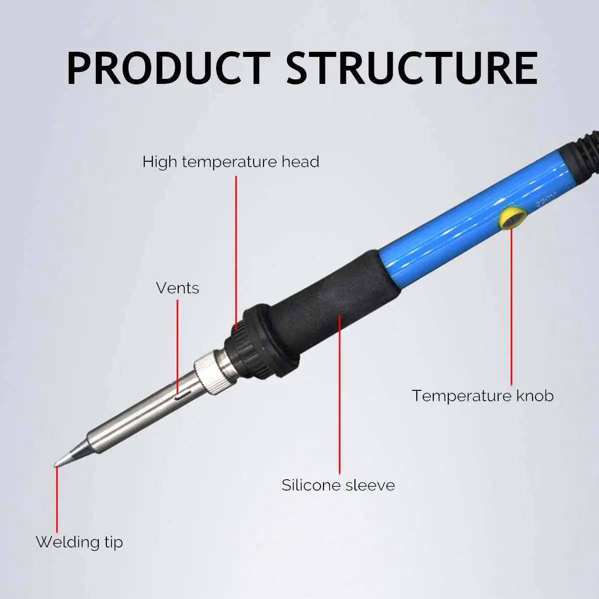 

42Pcs Soldering Iron 60W Adjustable Temperature Electric Solder Iron Rework Station Mini Handle Heat Pencil Welding Repair Tools