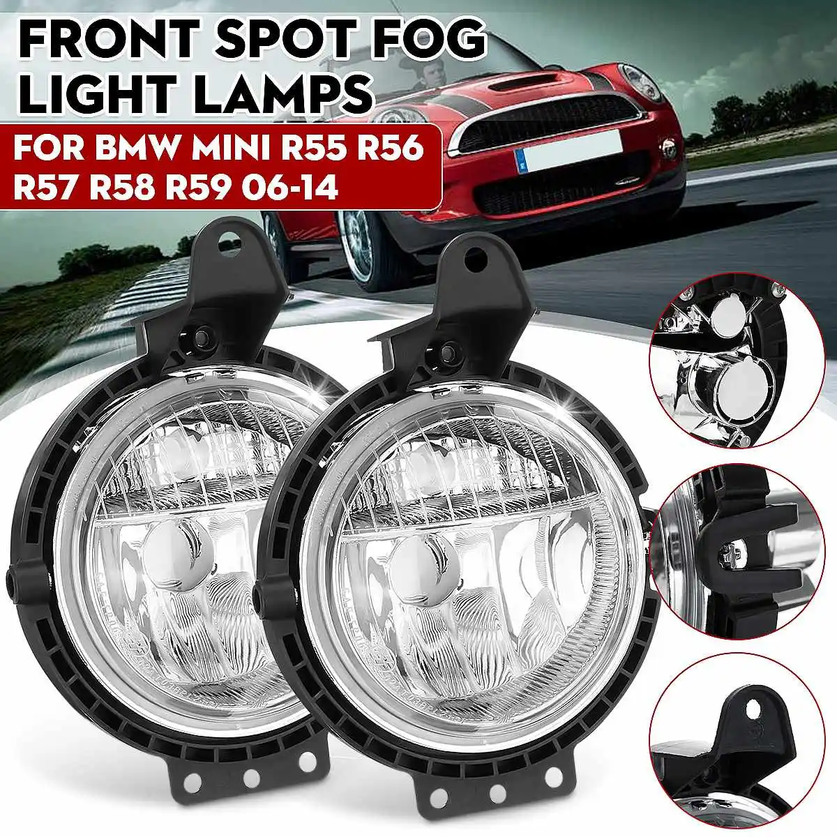 

Автомобильная противотумансветильник фара для BMW Mini R55 R56 R57 R58 R59 2006-2014 прозрачные линзы с лампой дальнего света Автомобильные Аксессуары DRL