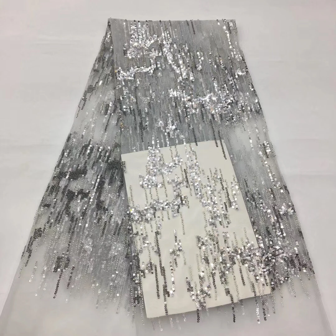 

African lace fabric 2020 high quality lace fabric French Nigeria sequined lace fabric ladies dress XX37251