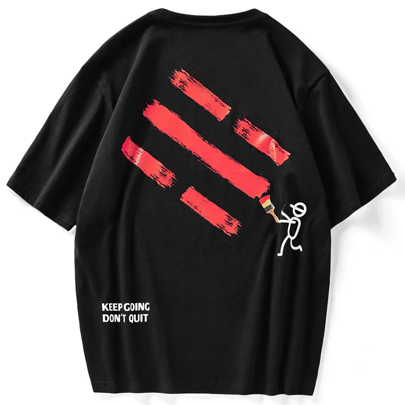 

21 summer new cartoon short-sleeved t-shirt men loose large size cotton graffiti print top streetwear