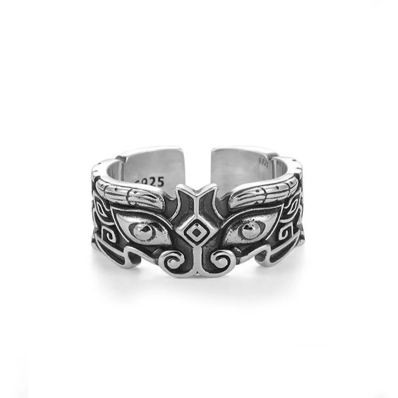 

New Design Gluttonous Beast Ring Male Domineering Retro Silver Lucky Lucky Body Protection Open Ring Men's Jewelry Accessories