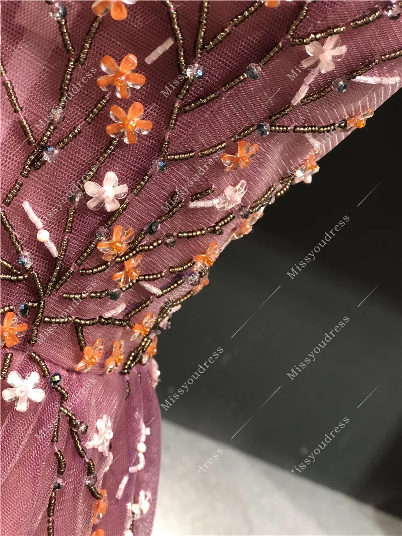 Georgeshobeika 2021 100% Real Pictures Red Bean Paste Heavy Beads Boat Neck Tea Length Prom Party Bridal Dancing Evening Dresses