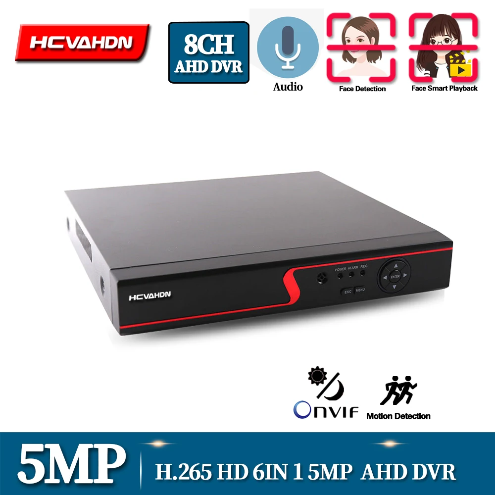 H.265 8 канальный 5MP AHD DVR Гибридный 5 мегапиксельный цифровой видеорегистратор NVR для