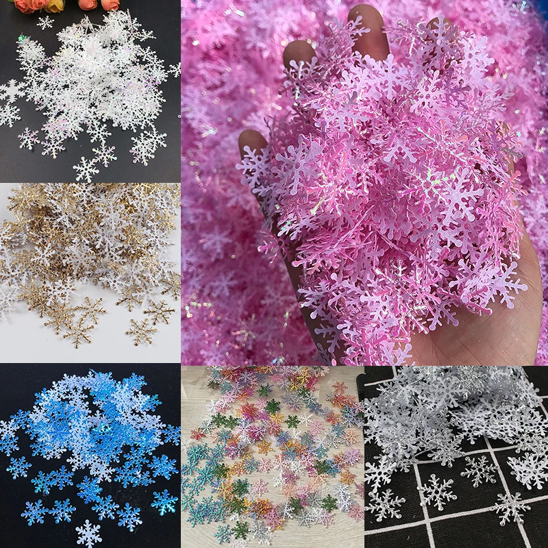 

300pcs/lot Christmas Snowflakes Confetti Artificial Snow Xmas Tree Ornaments Decorations DIY Handmade Crafts Wedding Party Decor