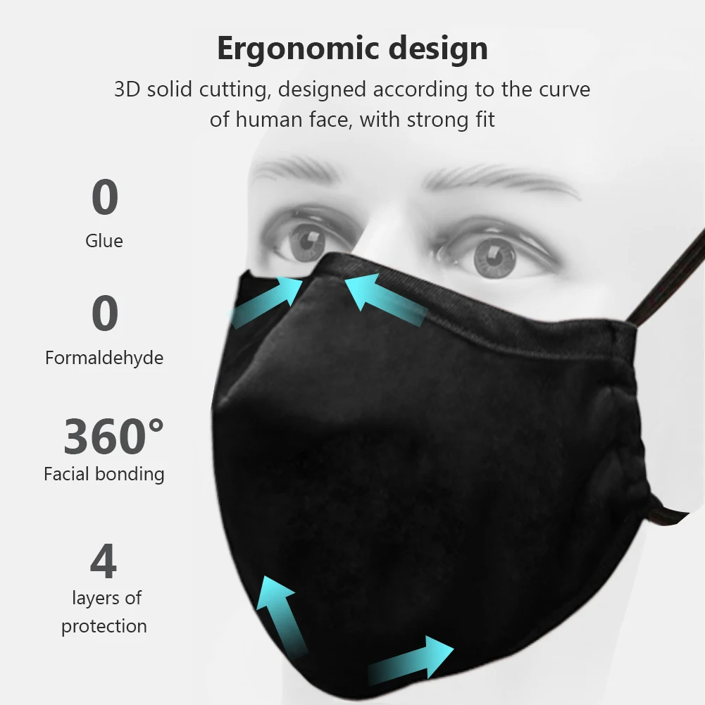 

Washable Reusable Men Women Adult Cotton Mouth Mask Activated Carbon Mask Filter Respirator Mask For Mask Filter Breath Valve