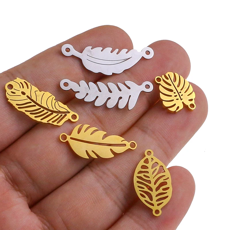 5 шт./лот полировка из нержавеющей стали в виде тропических листьев подвески