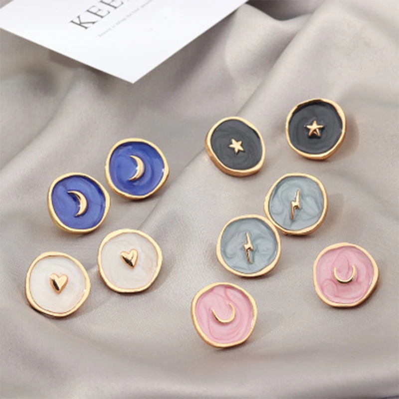 

2021 New Retro Style Peach Heart Moon Star Embossed Jewelry Personality Hip-Hop Style Dripping Jewelry Women's Accessories Gift