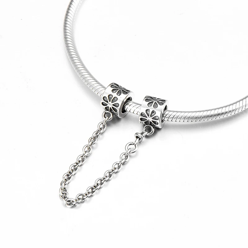 Бусины цепочки из серебра 925 пробы с цветочным узором|Ювелирные шармы| |