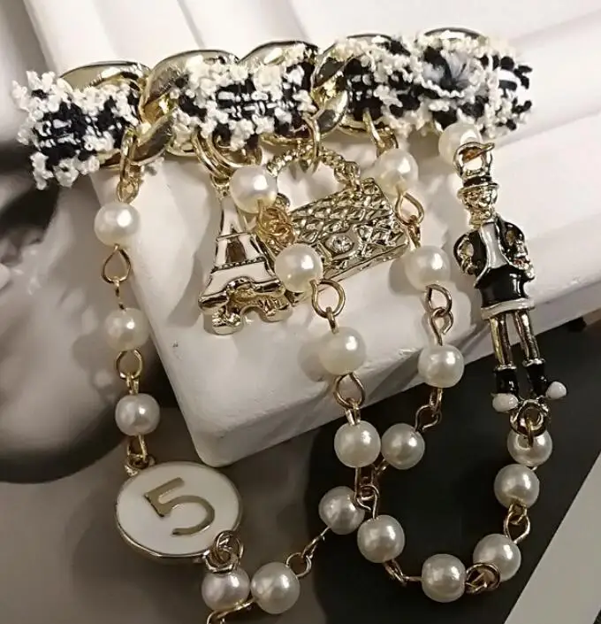 Ретро Хрустальная цепочка ручной работы с бахромой Броши No. 5 жемчуг кисточка