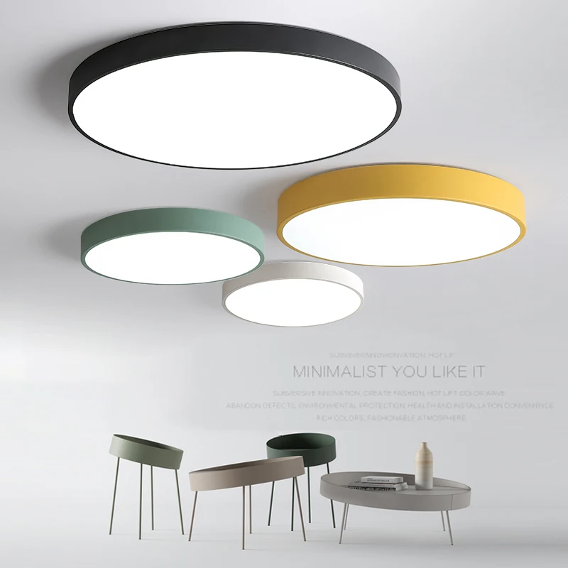 

MINSIHAUSE Modern Creative Ultra-Thin Simple Round Ceiling Lamp Five-Color Energy-Saving LED Living Room Bedroom Decoration Lamp