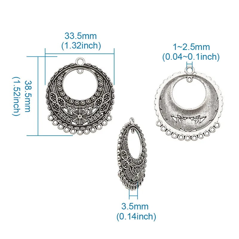 38.5x33.5x3.5mm 20 шт Античная Серебряная шляпа/цветок/луна-образный Тибетский Стиль Люстра компоненты звенья соединители для DIY серьги ожерелье изготовление - Цвет: 38.5x33.5x3.5mm