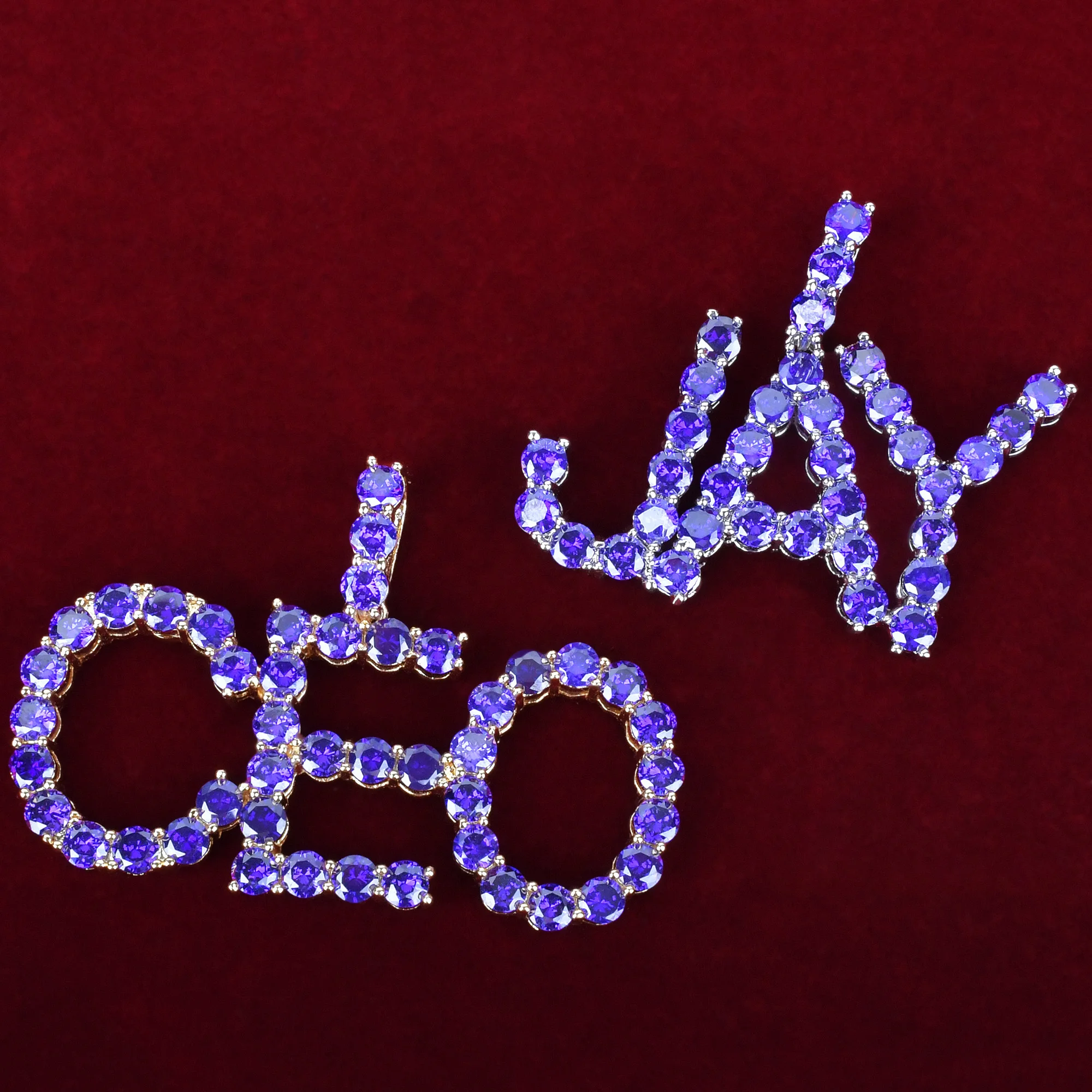 

Custom Name Tennis Chain Letters Necklaces & Pendant Charms Men's Zircon Hip Hop Jewelry With 4MM Purple Color Tennis Chain