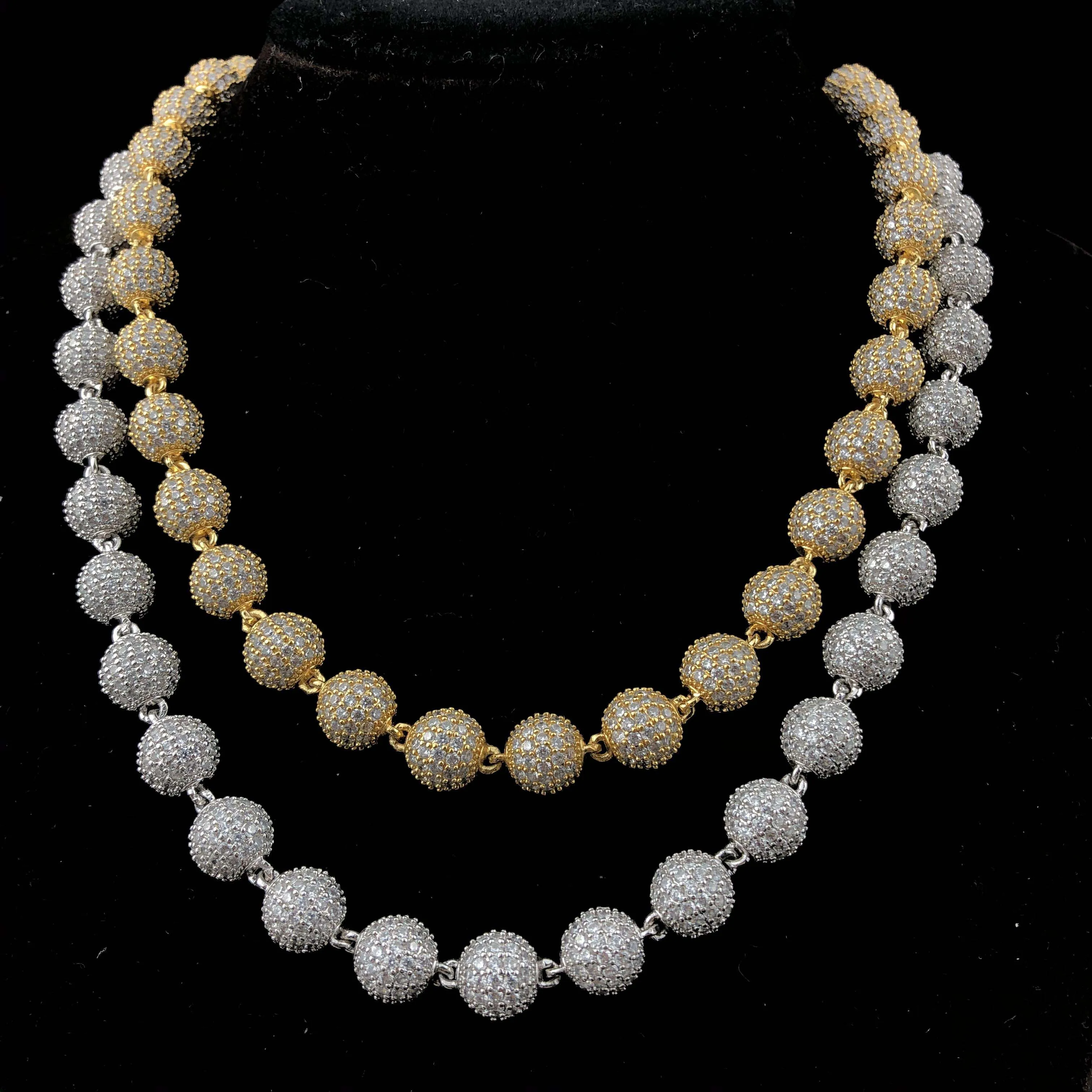 hip hop jewelry gold and white Iced Ball Chain | Necklace