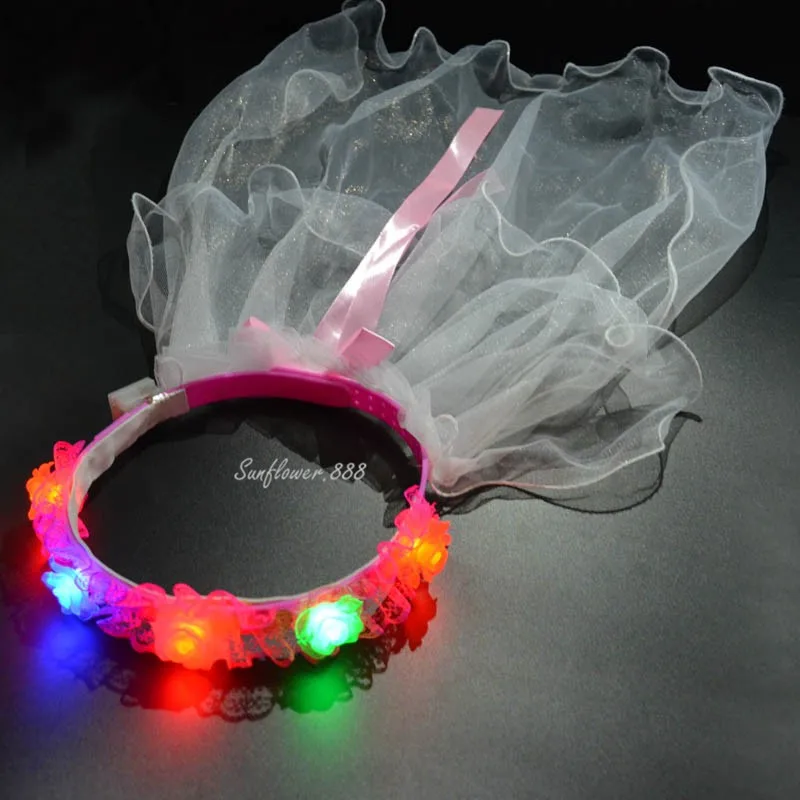 

Модная женская свадебная светящаяся Цветочная лента на голову с цветочным украшением, венок, вуаль, вечерние гирлянды, головной убор, костю...