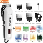 Электрическая профессиональная машинка для стрижки волос Kemei, беспроводной триммер для бороды для мужчин, аккумуляторная машинка для стрижки волос с ЖК-дисплеем, бритва