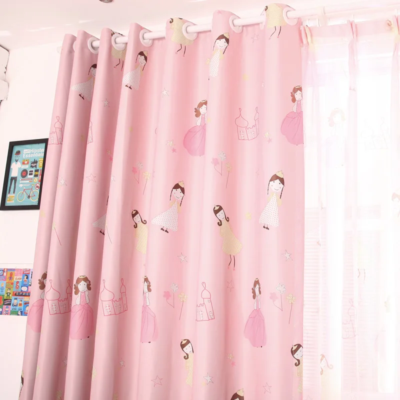 Детские занавески Мультяшные розовые принцессы для девочек детской комнаты